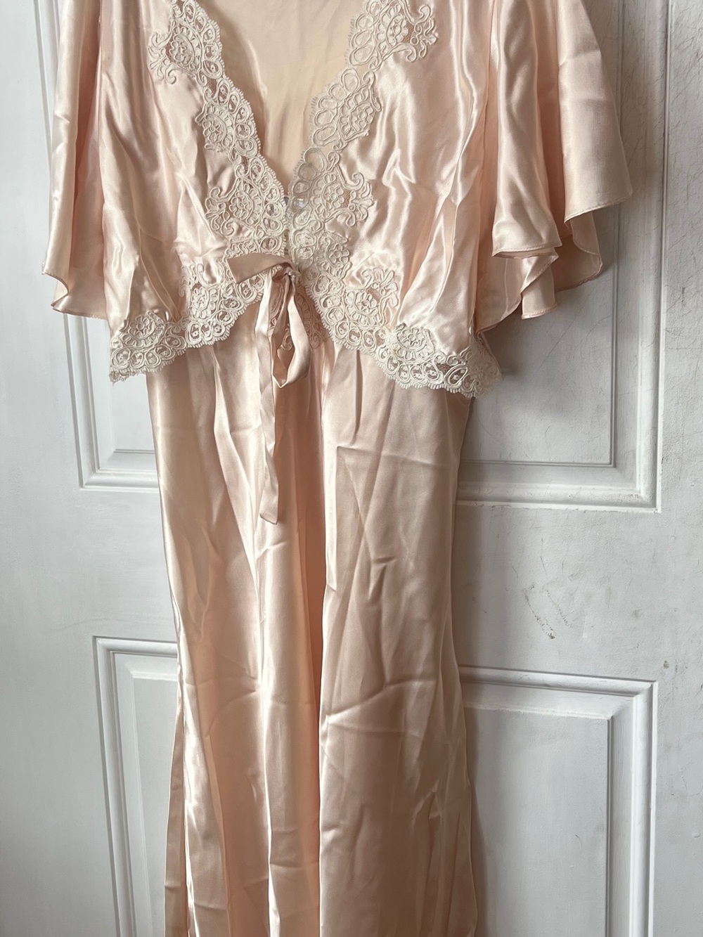 Val Mode Women's Beige Full Slip Lace Trim Solid Polyester Regular Size M